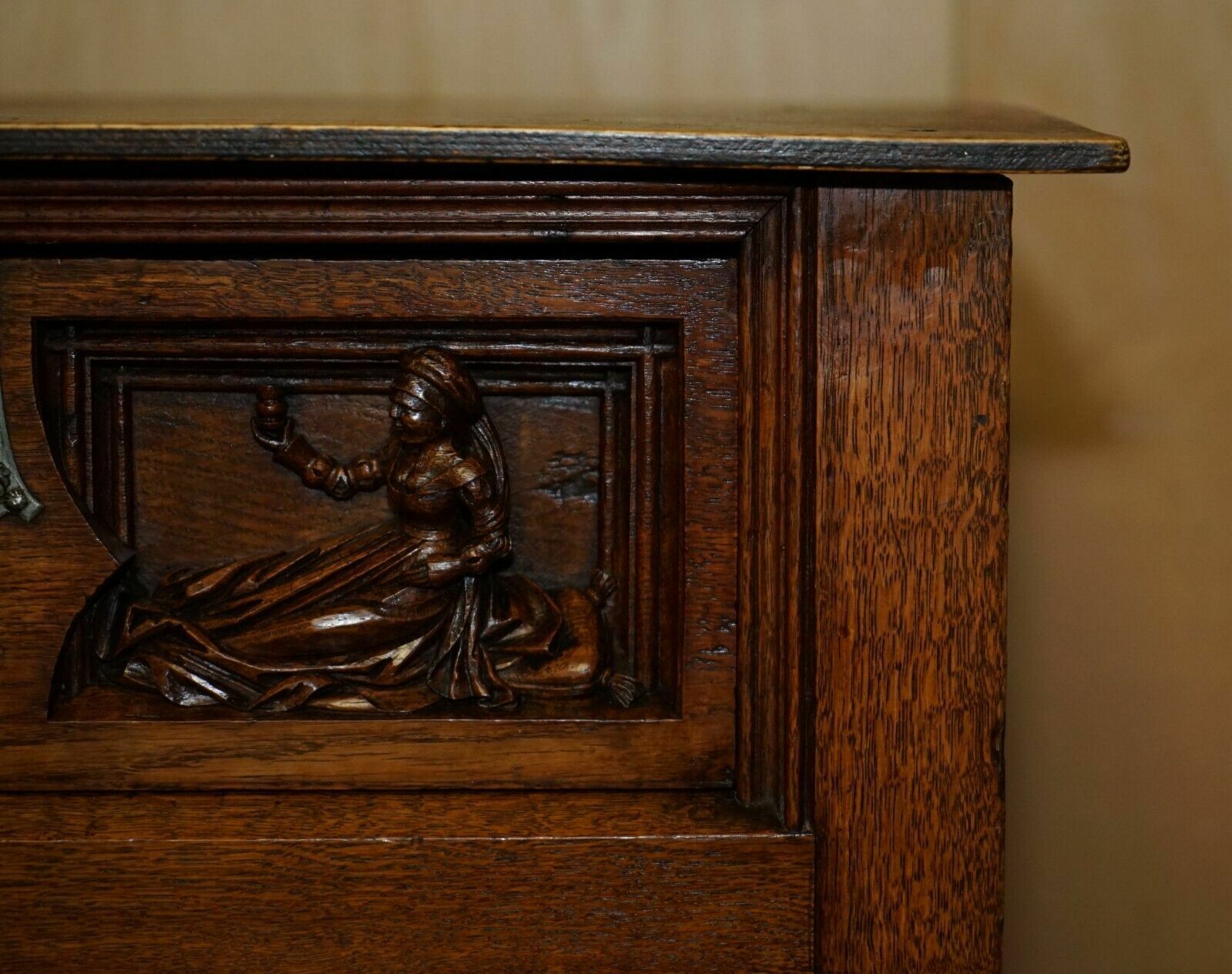 photo for sale Exquisite Gothic Revival Circa 1860 Hand Carved Sideboard Must See Pictures