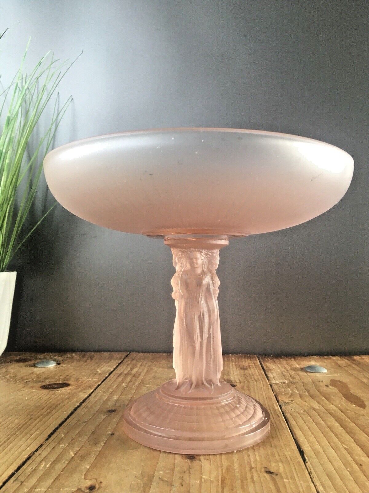 Rare Art Deco Jobling 3 Grace's Pink Lady Maiden Frosted Glass Pedestal Centrepiece Bowl photo furniture