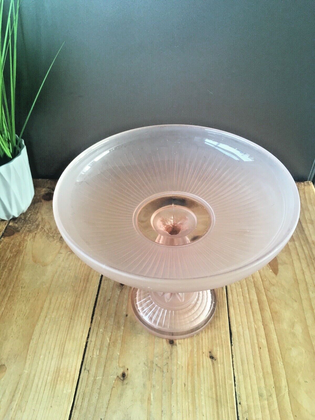 Rare Art Deco Jobling 3 Grace's Pink Lady Maiden Frosted Glass Pedestal Centrepiece Bowl photo vinterior