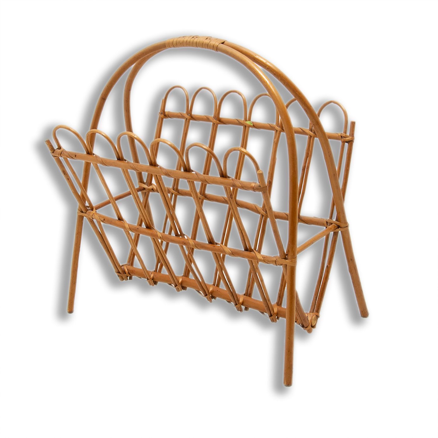 Mid Century Rattan Magazine Rack By Jan Kalous For úluv 1960´S Czechoslovakia