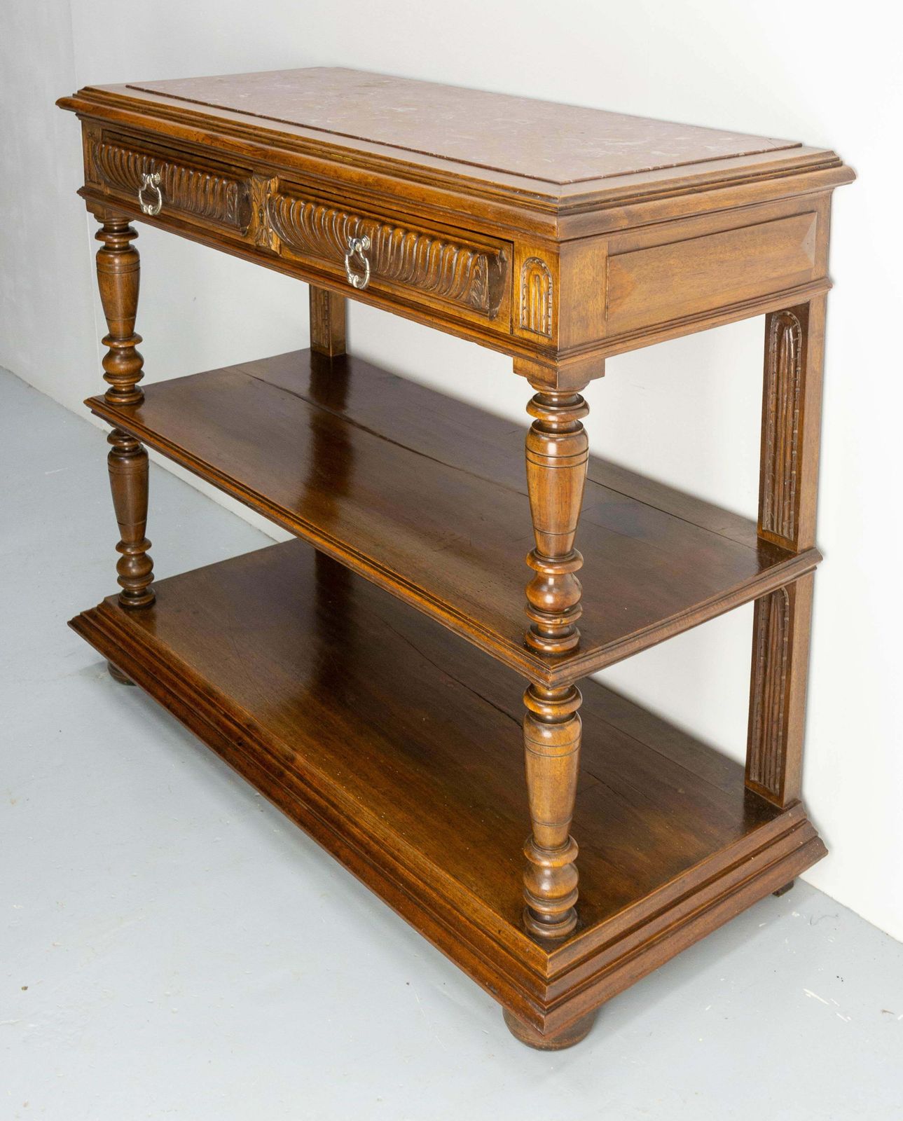 Baluster Console Or Serving Table Marble Top Louis XIII St, French, Late 19th C photo vinterior