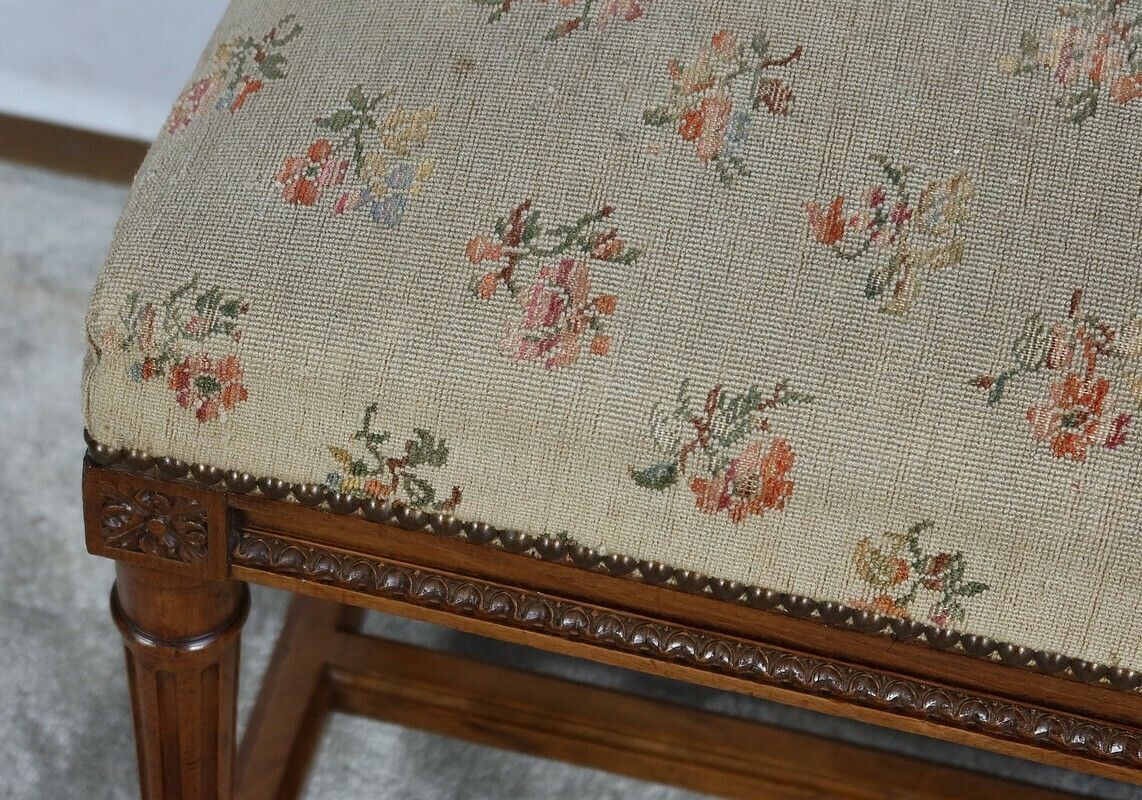 Long Bench In Solid Walnut, Louis XVI Style – 1900 photo 2132.1