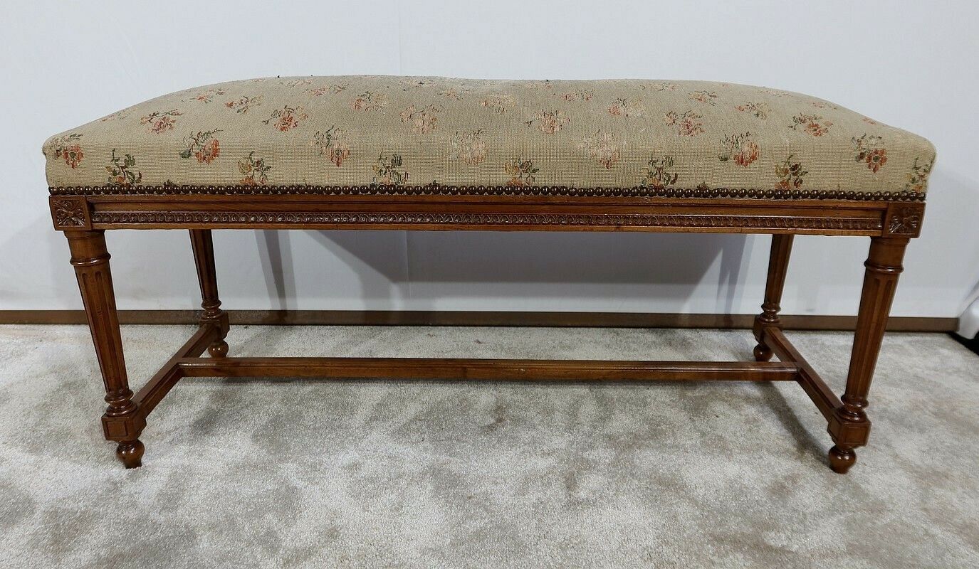 Long Bench In Solid Walnut, Louis XVI Style – 1900 photo vinterior