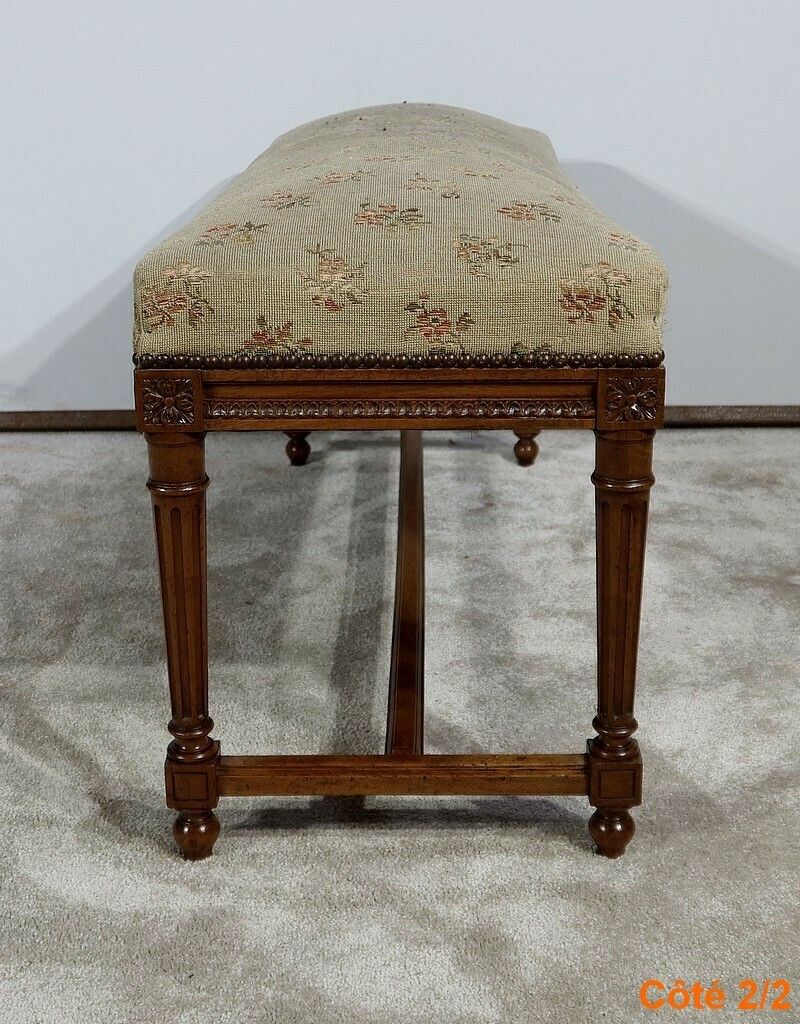 2132.1 Long Bench In Solid Walnut, Louis XVI Style – 1900 photo