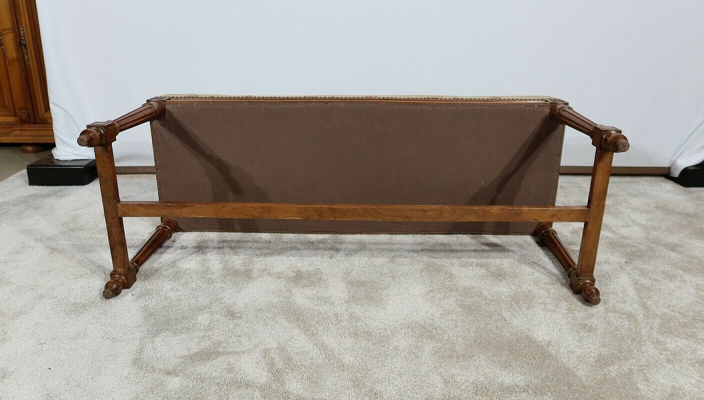 photo vintage Long Bench In Solid Walnut, Louis XVI Style – 1900