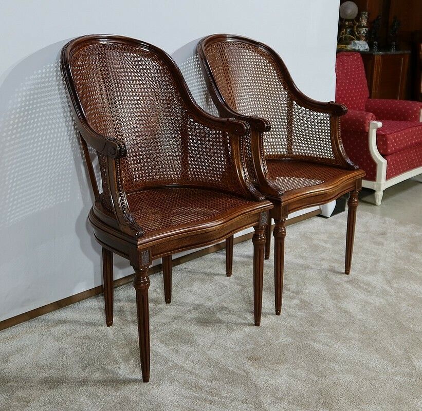 Pair Of Mahogany Armchairs, Louis XVI Style, Early 20th Century photo furniture