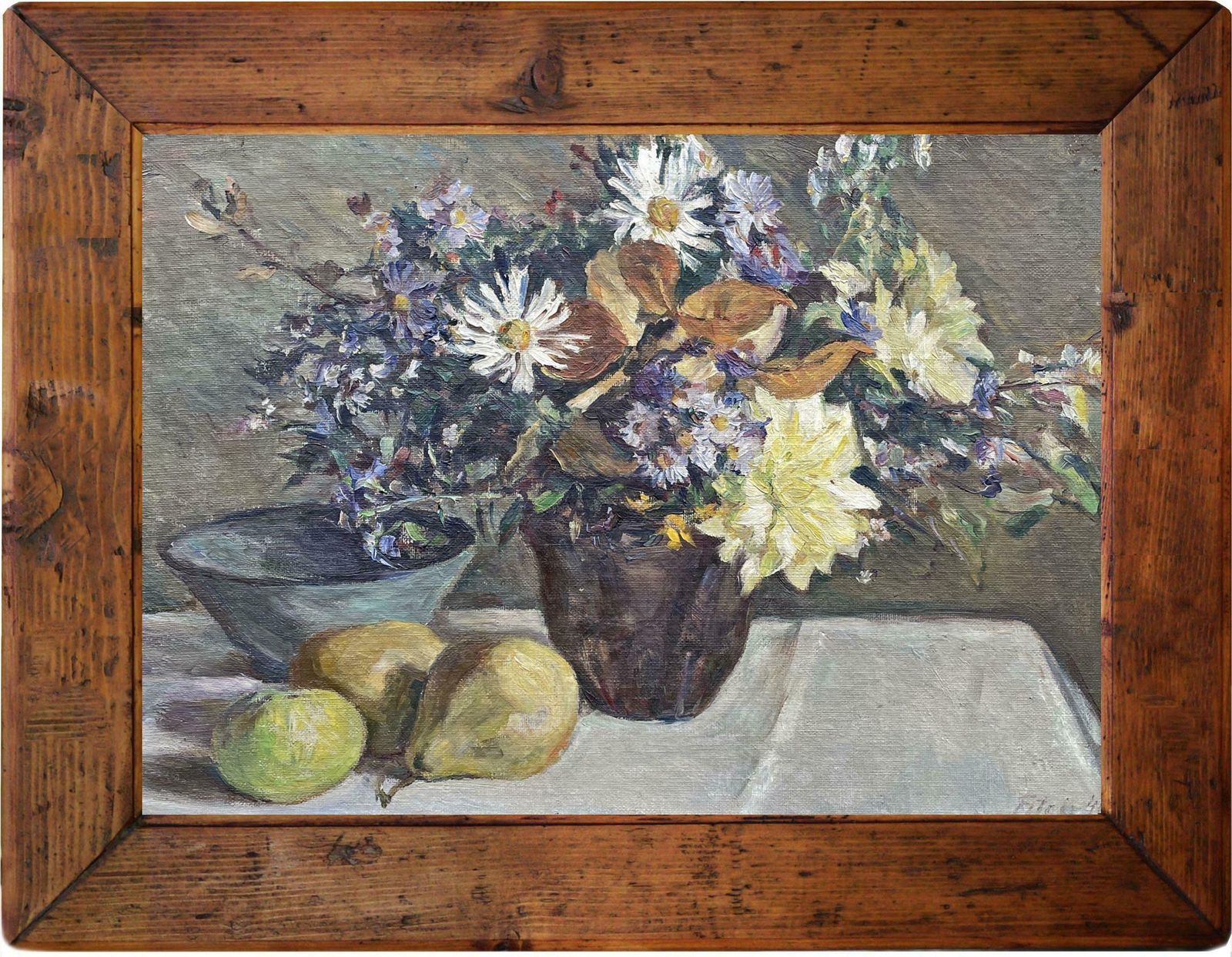 photo furniture Vase Of Flowers With Fruit Oil Painting   Fitger Hermann