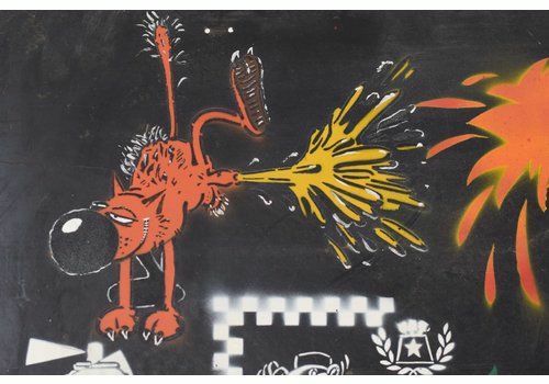 Street Art With Graffiti Design On Metal Board photo buy