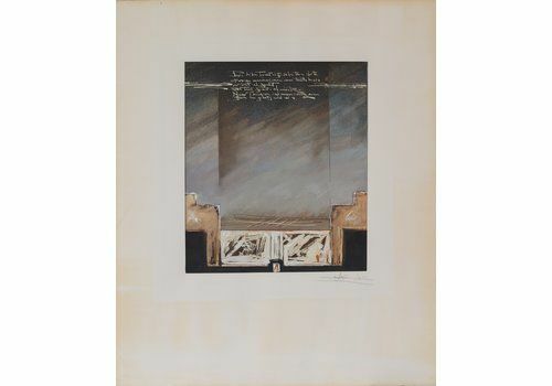Mixed Media Abstract, Jaren 1980, Walnoot photo furniture