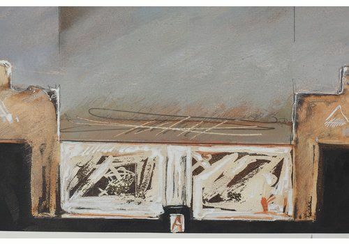 Mixed Media Abstract, Jaren 1980, Walnoot photo vinterior