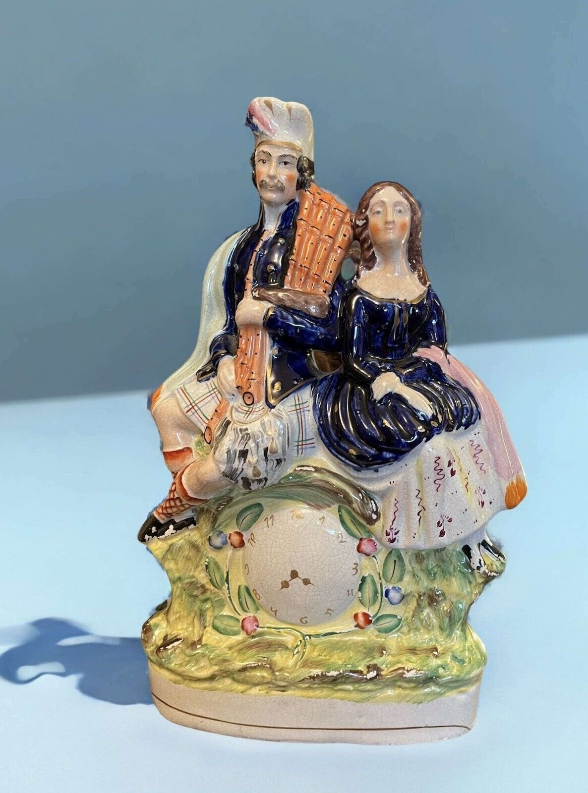 Staffordshire Scottish Wedding Clock Figure photo Home Decor