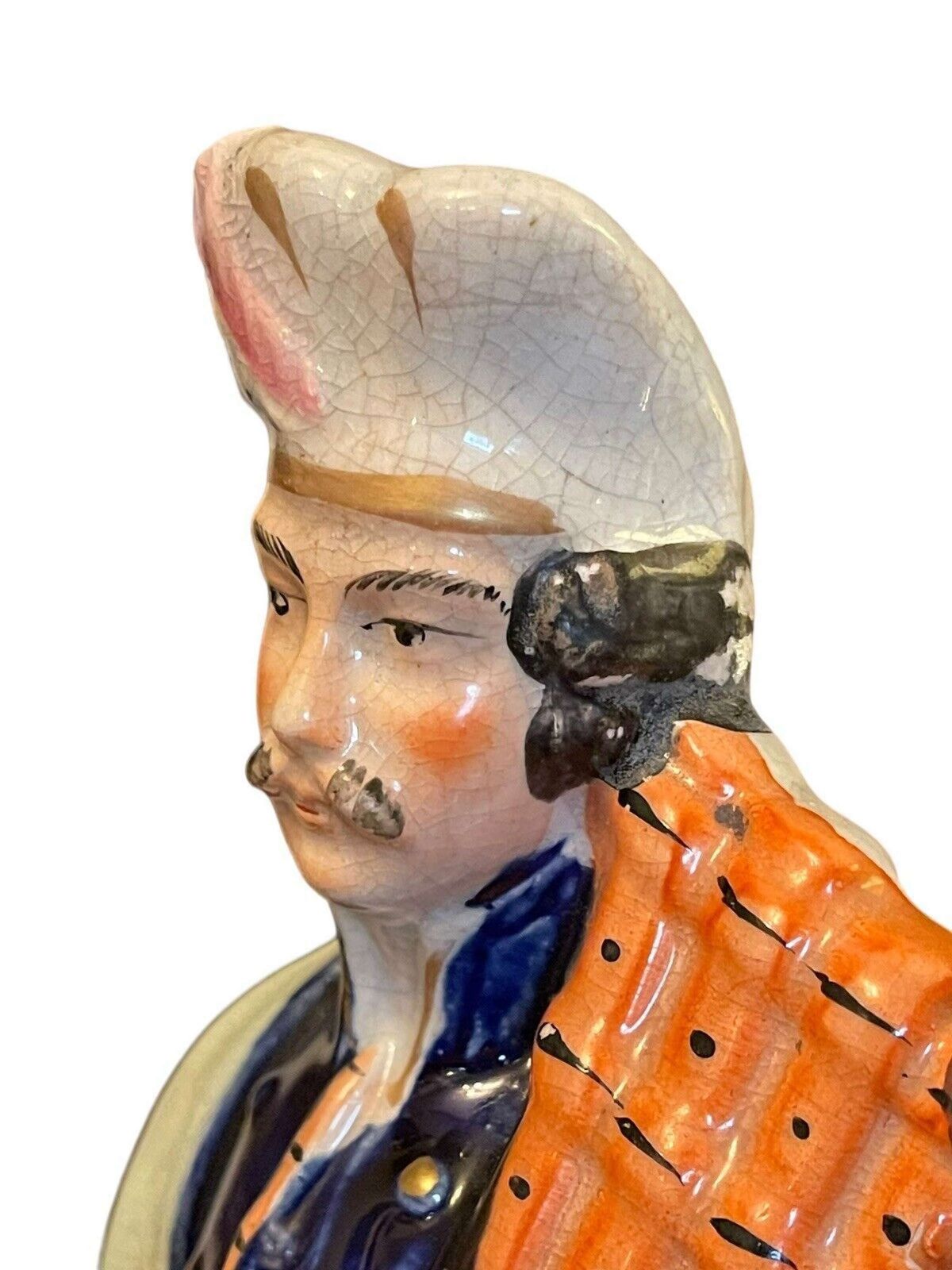 Staffordshire Scottish Wedding Clock Figure photo vintage