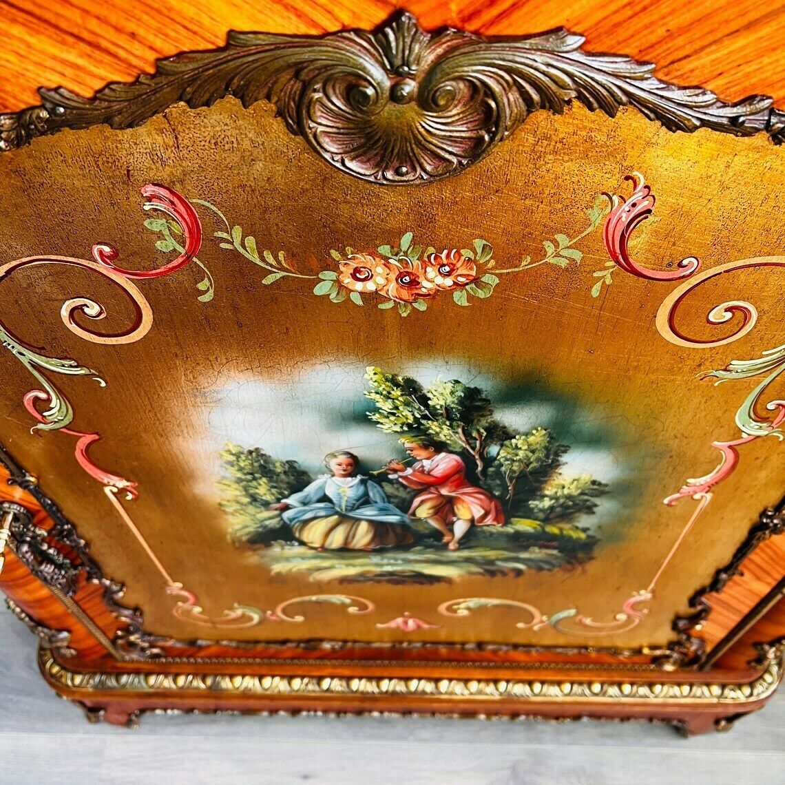 Exquisite Vintage Hand Painted Cabinet French Louis XV Style photo Furniture