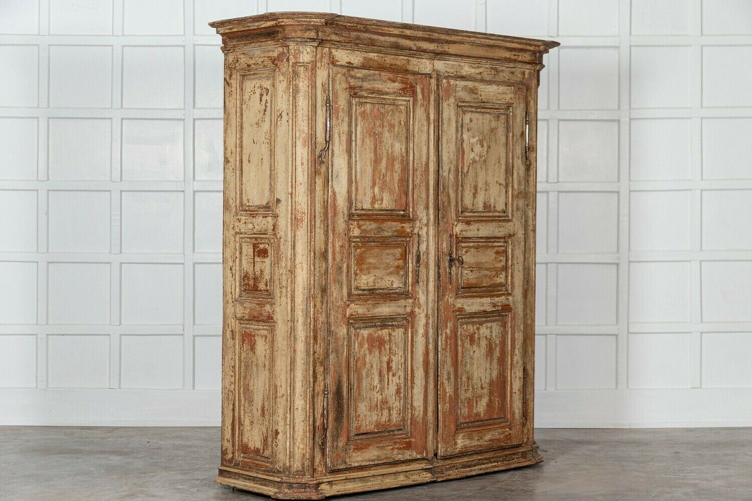 Large 18thc French Painted Pine Armoire