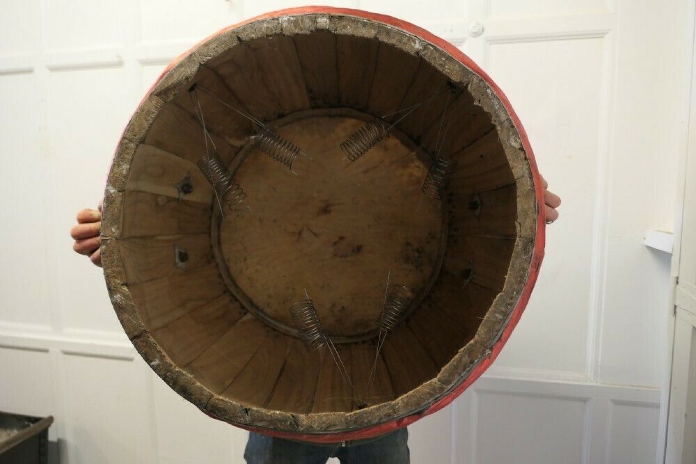 Large Painted Folk Art Drum photo vintage
