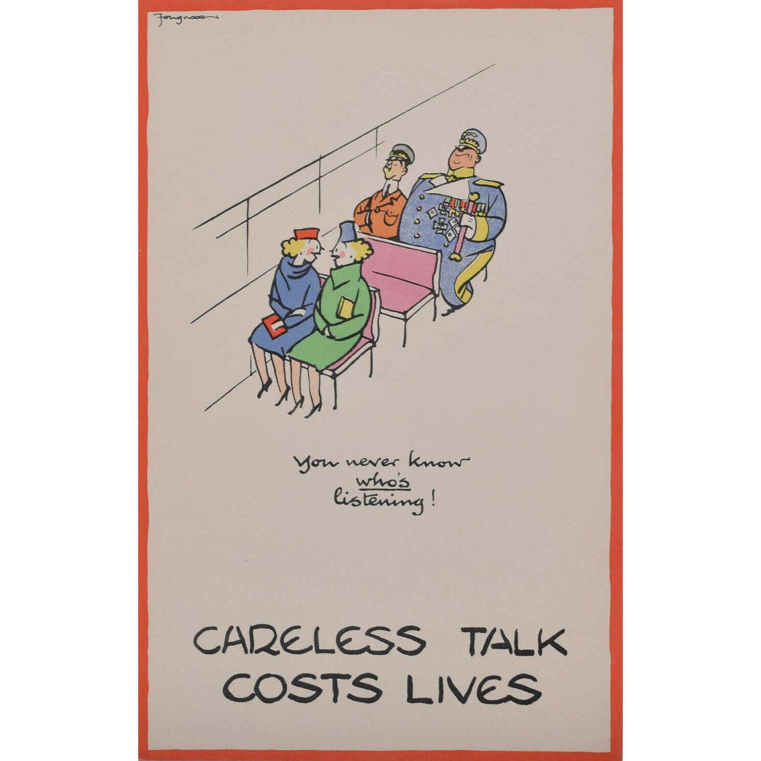 ‘Fougasse’ Careless Talk Costs Lives Cyril Kenneth Bird World War 2 Poster