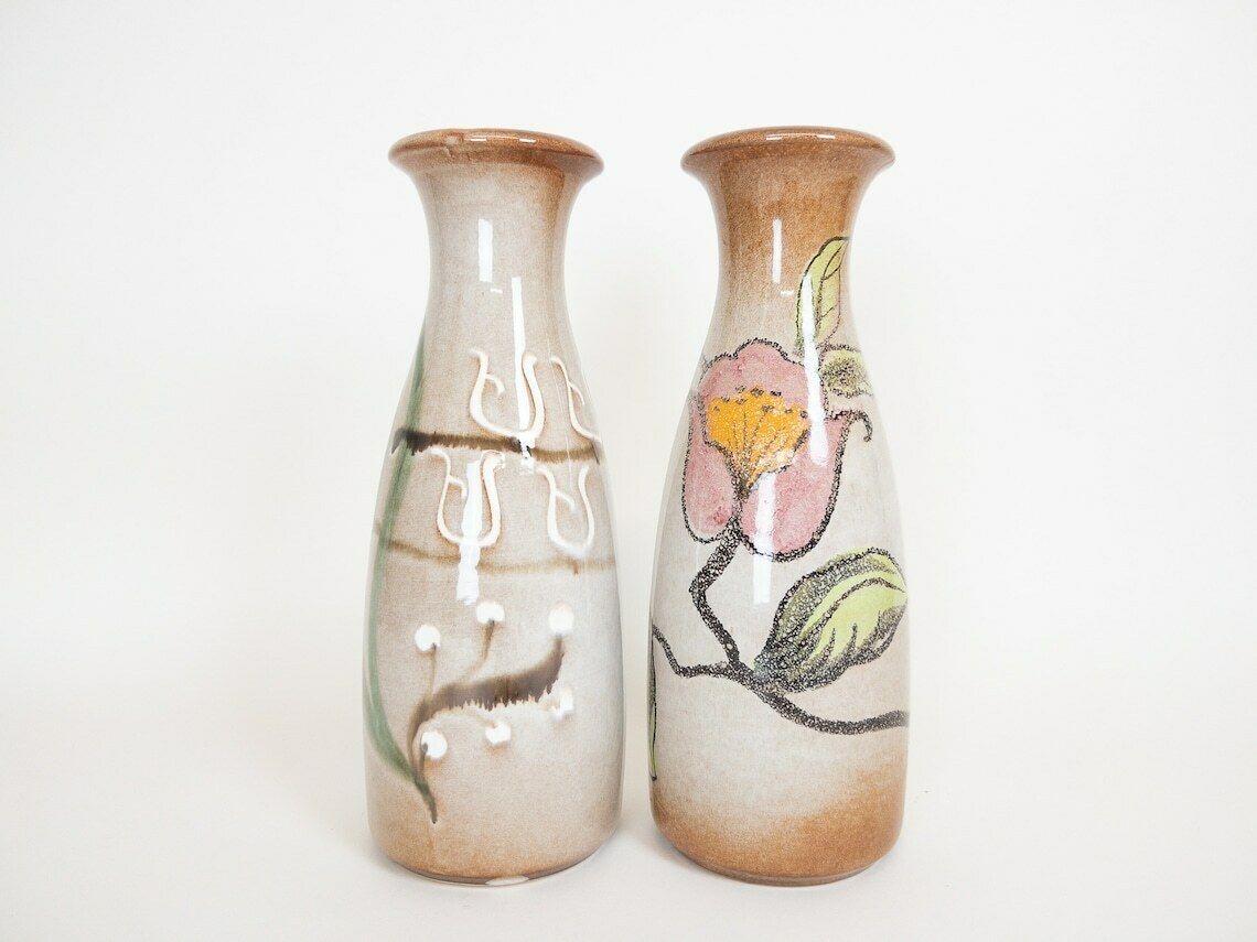 photo for sale Pair Of West German Pottery Art Vases By Scheurich 293 30