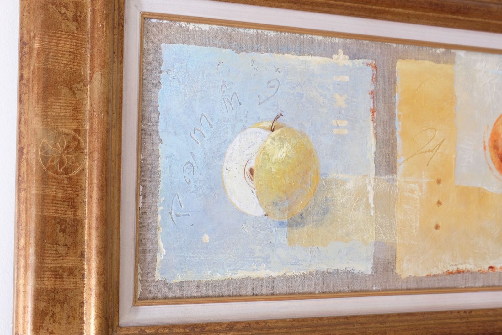 1100.0 Triptych Oil On Canvas Painting Of Fruit By F Ferron photo