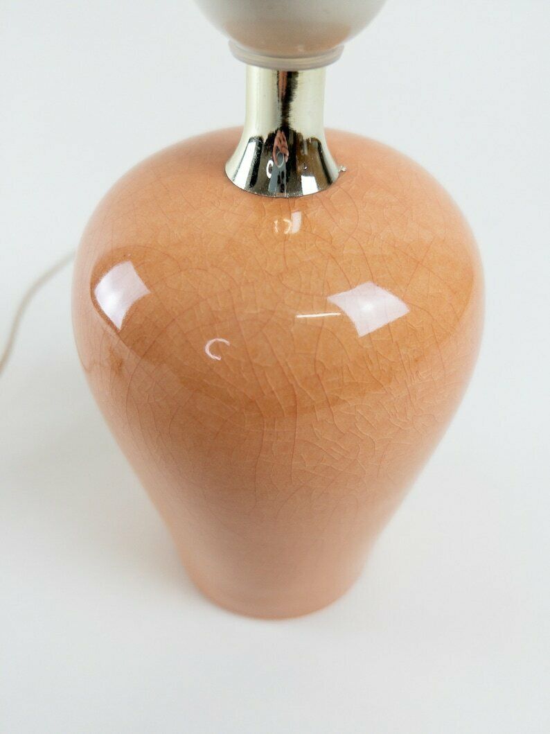 Pink Peach Crackle Ceramic Glaze Ceramic Lamp Base By Porcelanas De Bruxelles Of Belgium photo vinterior