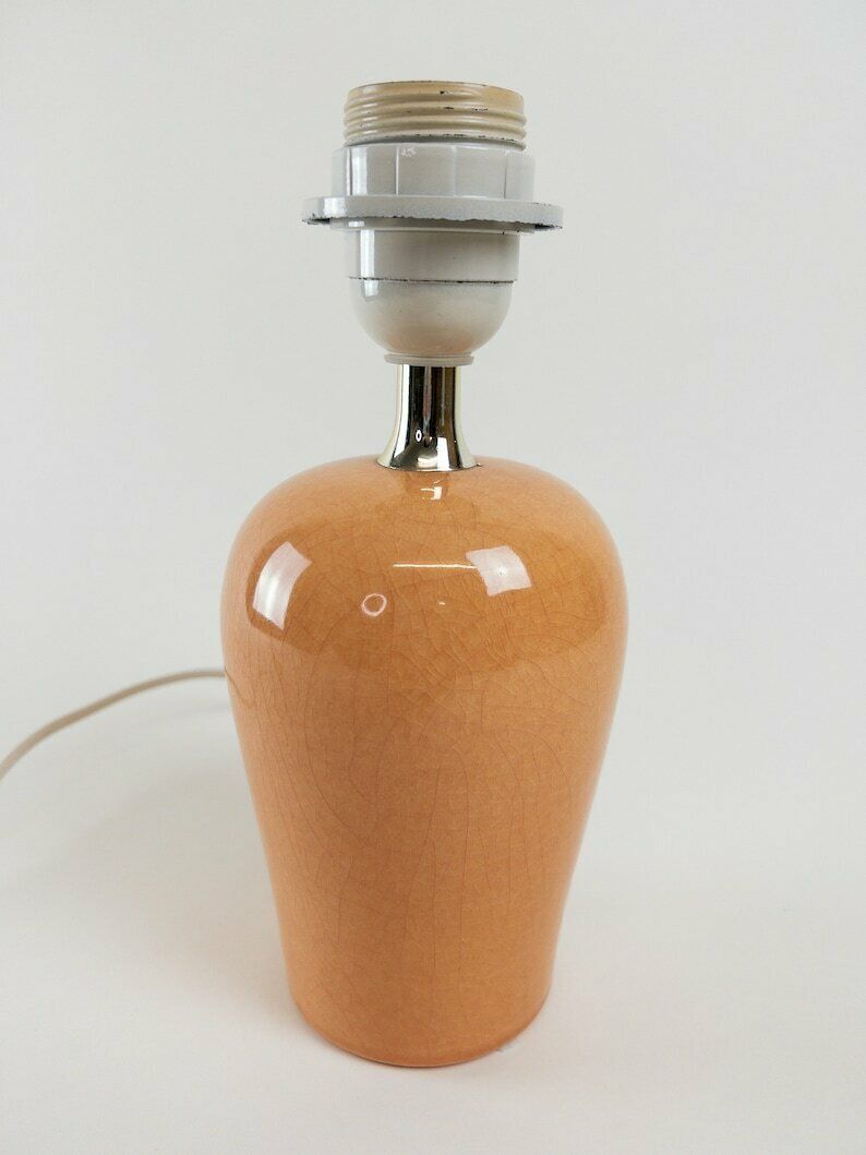 Pink Peach Crackle Ceramic Glaze Ceramic Lamp Base By Porcelanas De Bruxelles Of Belgium photo buy