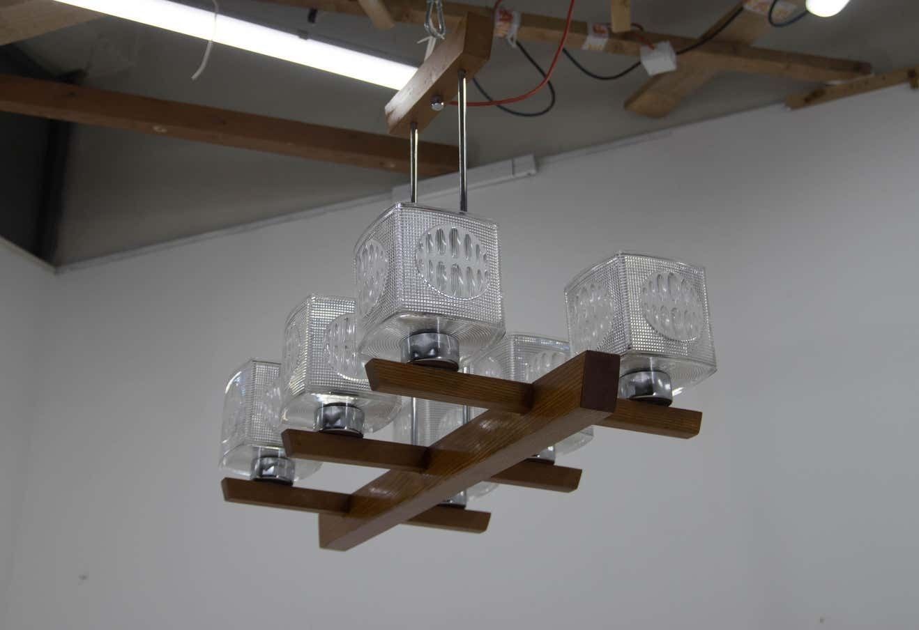 Set Of Two Big Mid Century Chandeliers By Instala Decin 1970s