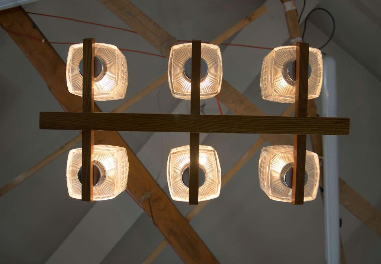 photo for sale Set Of Two Big Mid Century Chandeliers By Instala Decin 1970s