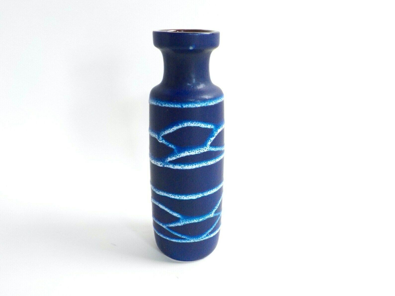 West German Pottery   Scheurich Keramik Blue And White Vase   Form 200 28   Made In Germany