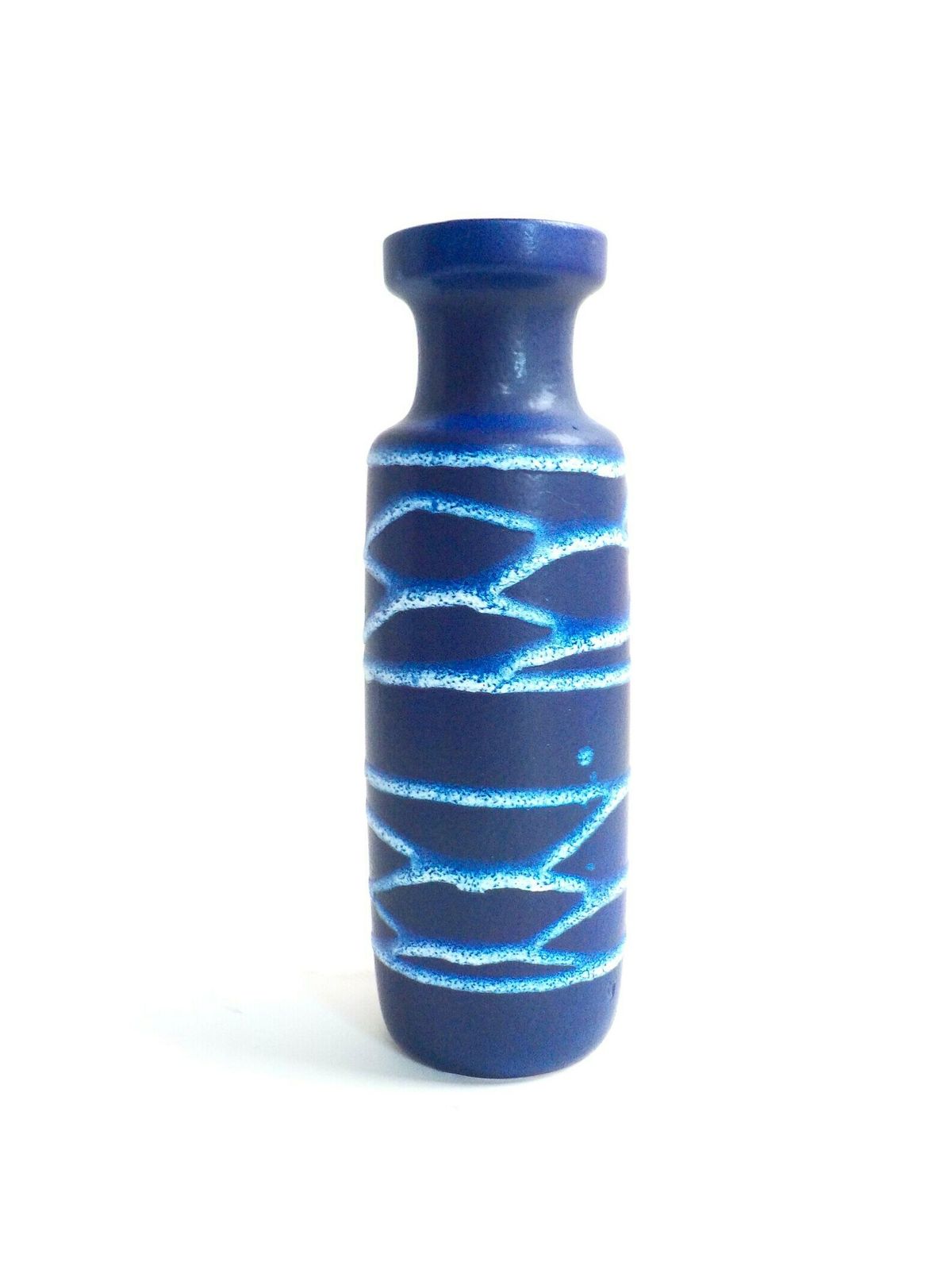 West German Pottery   Scheurich Keramik Blue And White Vase   Form 200 28   Made In Germany photo for sale