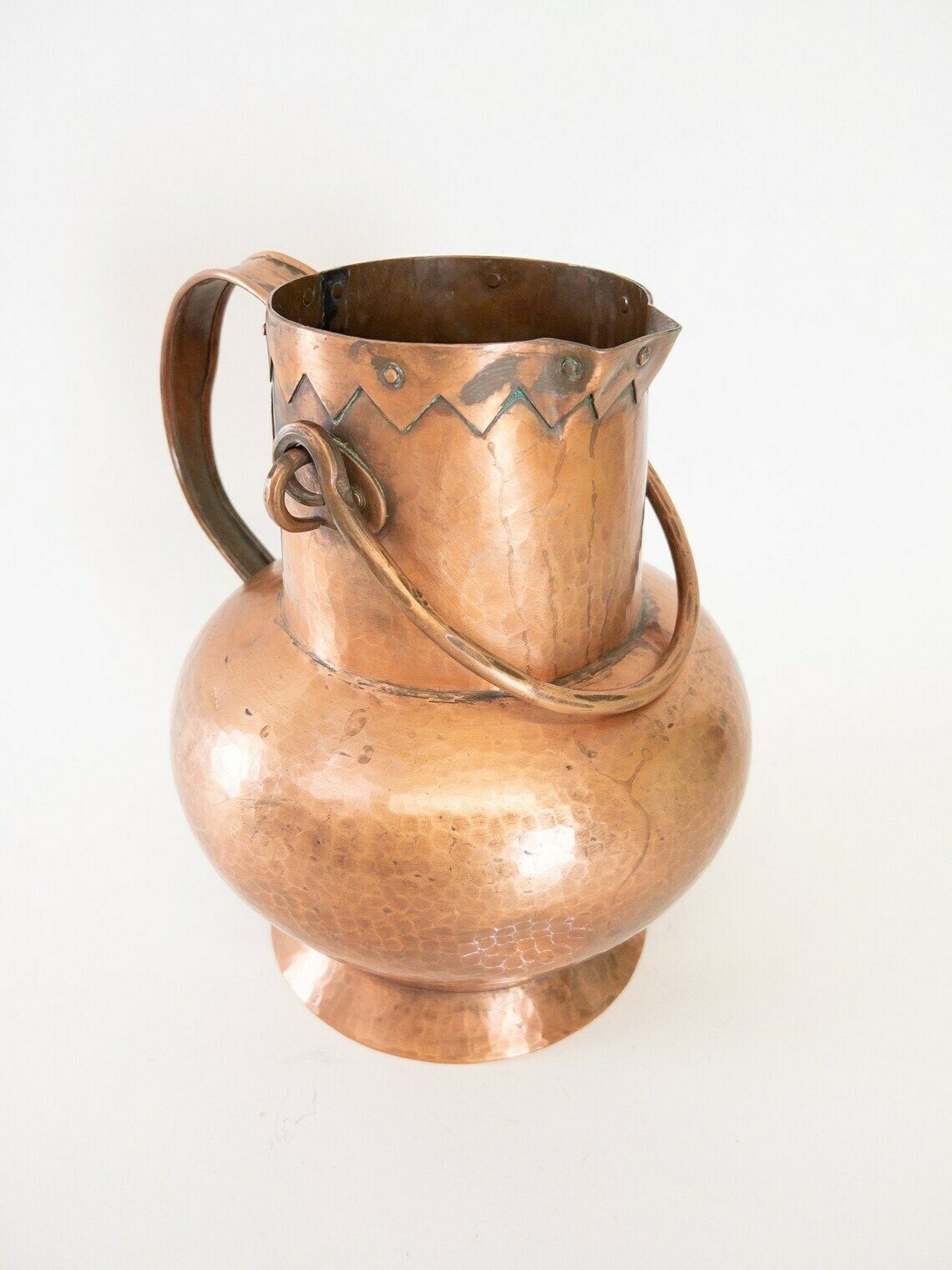 Copper Water Pitcher   Large Copper Antique Jug With Handle   Made In Switzerland By Alla Monda photo for sale