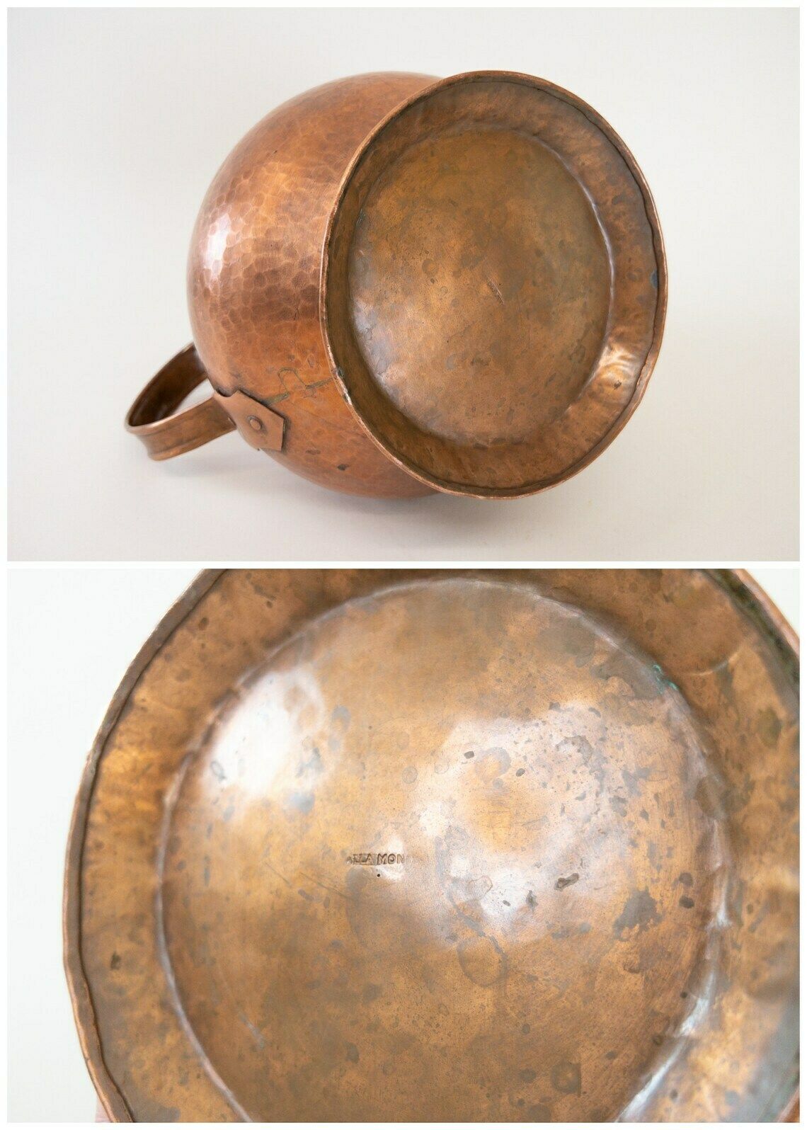 photo vinterior Copper Water Pitcher   Large Copper Antique Jug With Handle   Made In Switzerland By Alla Monda
