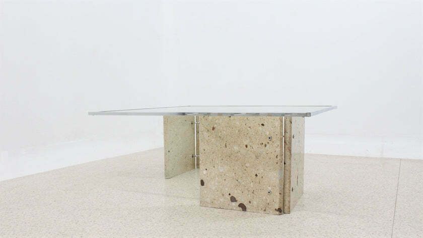 Italian Marble And Glass Coffee Table 1970s photo furniture