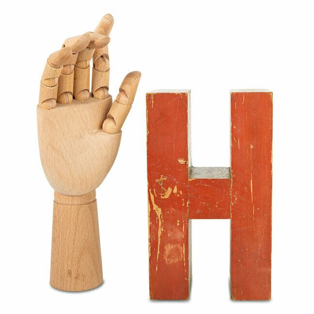 Wooden Letter "H", 1990s, Vintage photo Home Decor