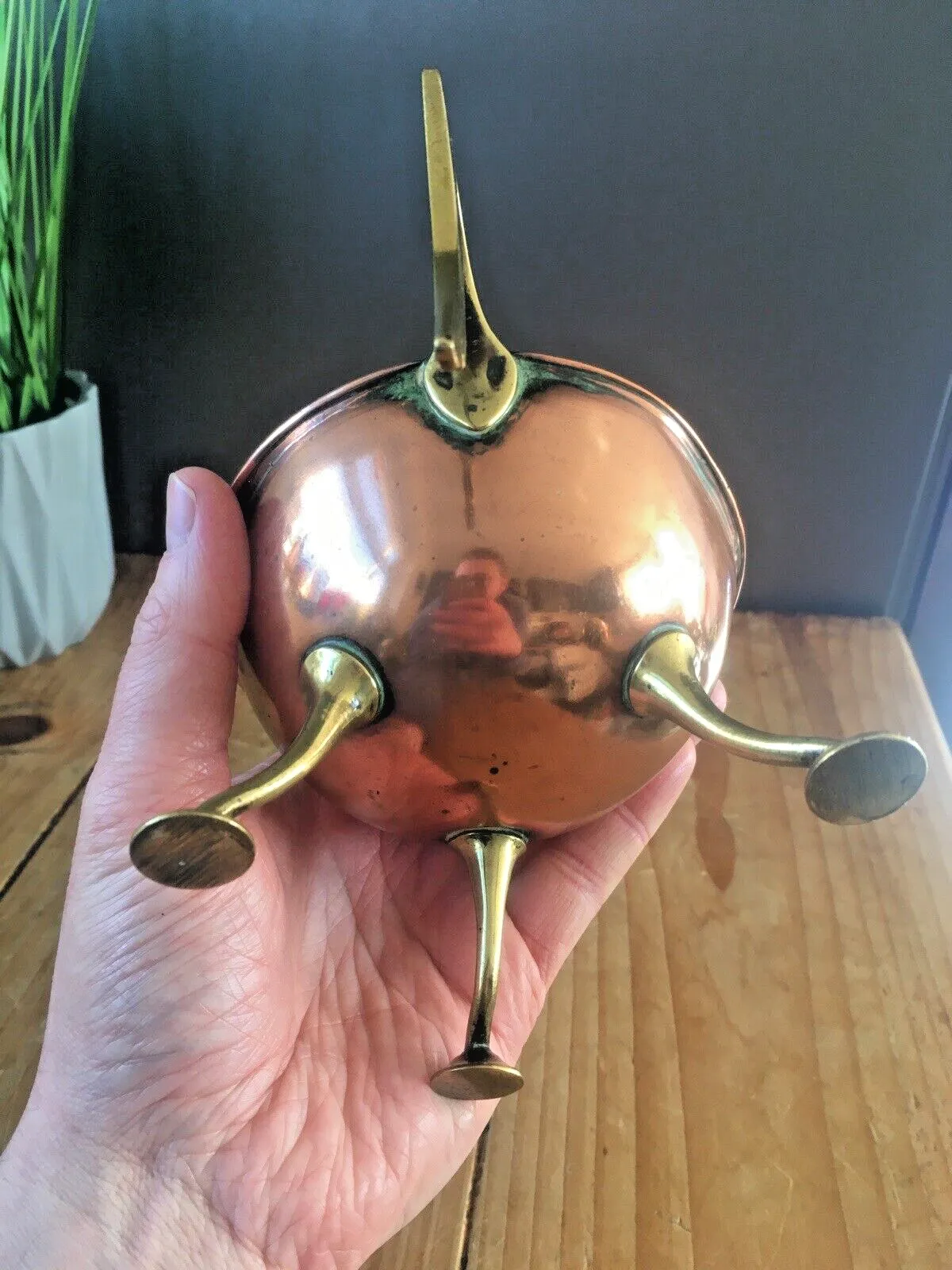 Lighting Superb C1890 Antique Arts & Crafts Copper & Brass Oil Lamp Burner W.A.S Benson photo