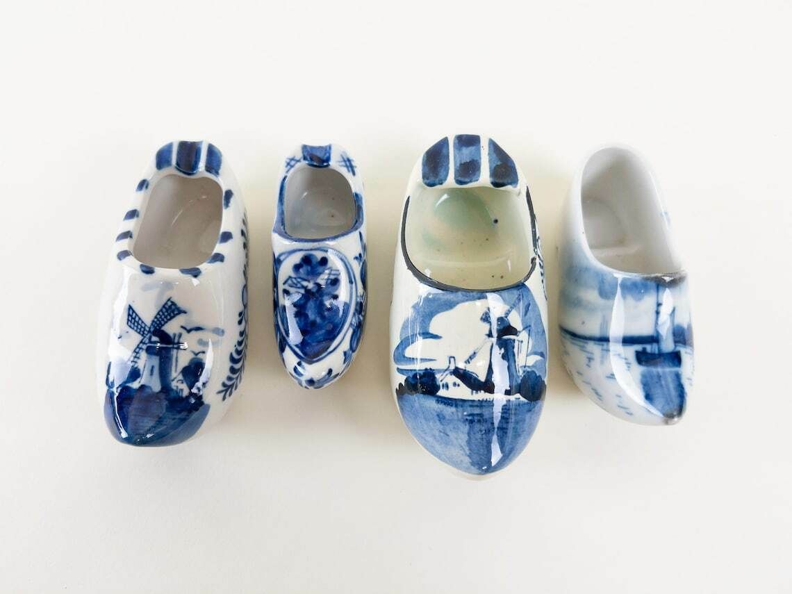Delft Blue Ashtrays Porcelain Dutch Clogs Blue Delftware Made In Holland Netherland Souvenirs