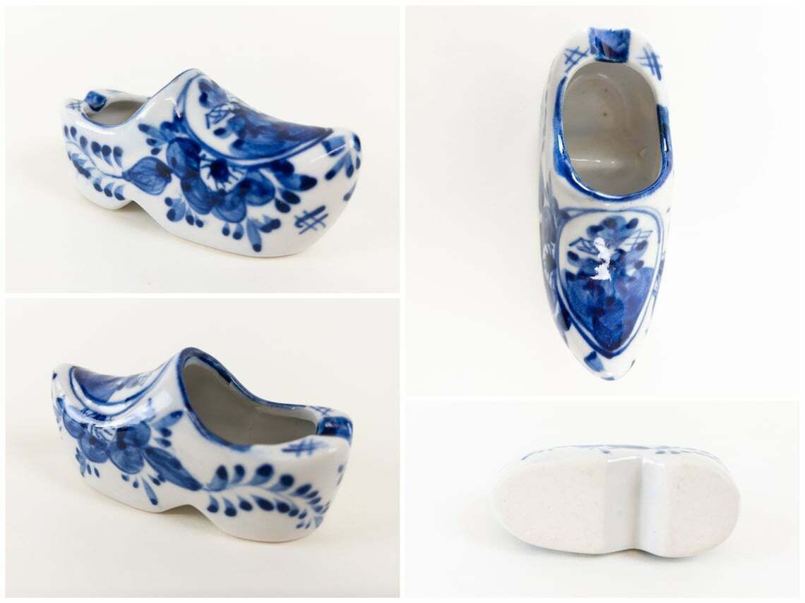 photo for sale Delft Blue Ashtrays Porcelain Dutch Clogs Blue Delftware Made In Holland Netherland Souvenirs