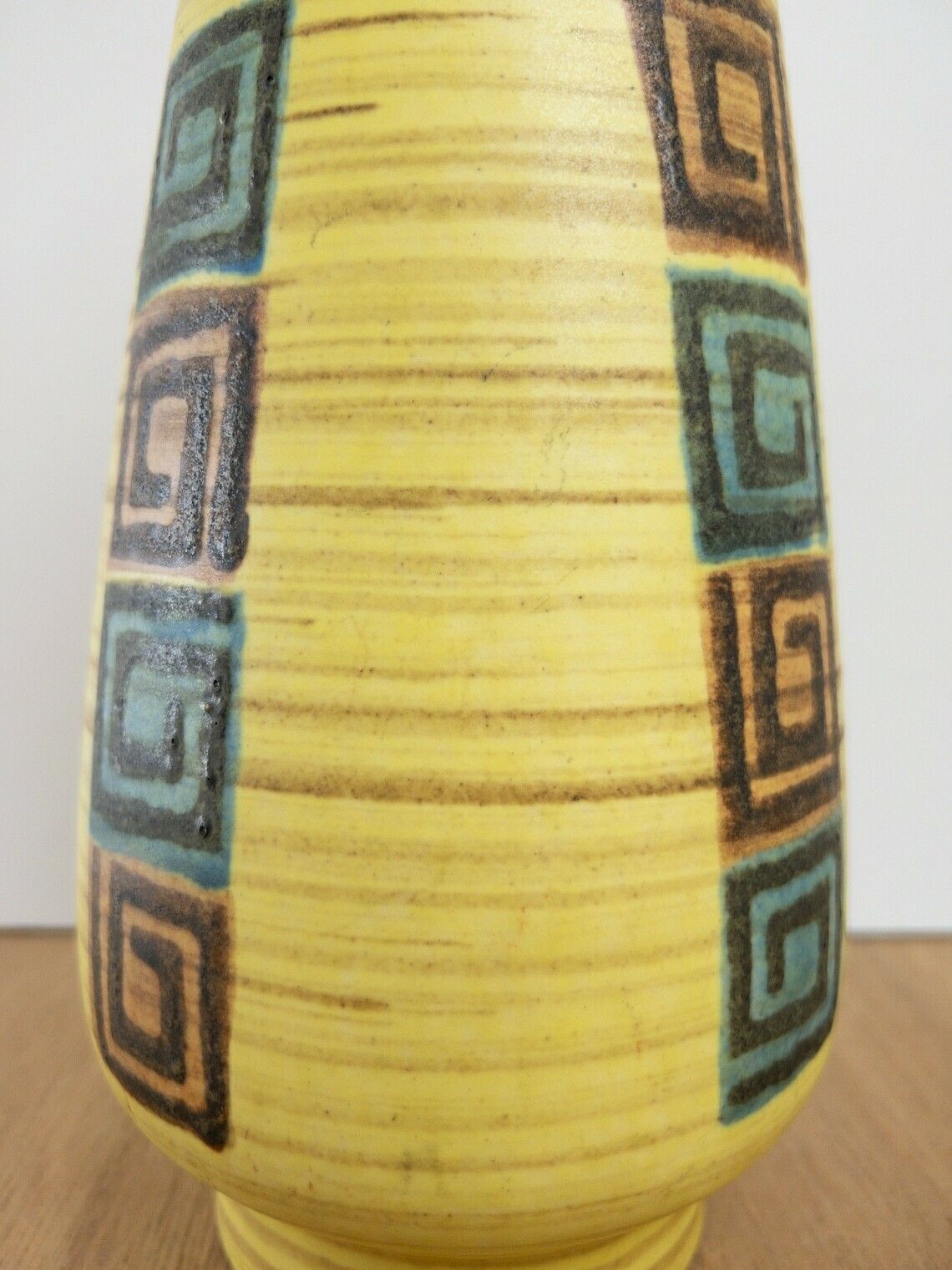 West German Pottery Vase, Dümler And Breiden, Yellow And Blue Tones, Mid Century Modern photo vintage