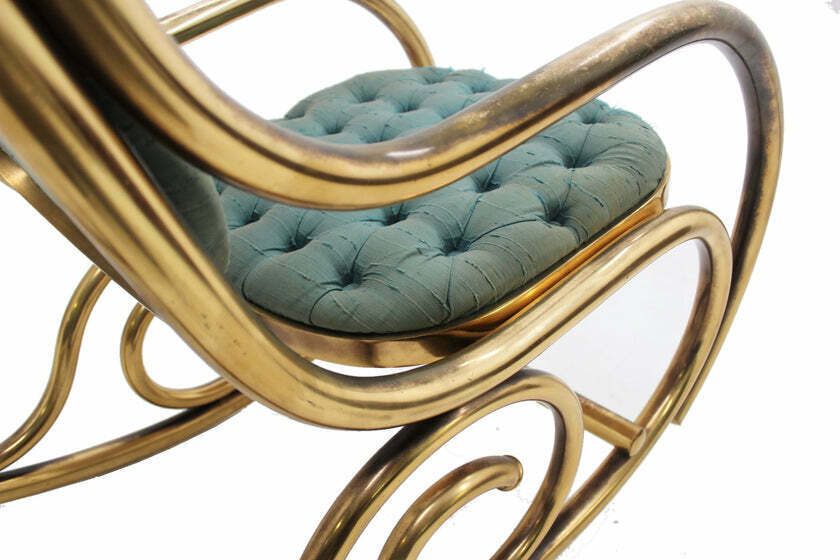 Mid Century Brass Rocking Chair 1930s photo furniture