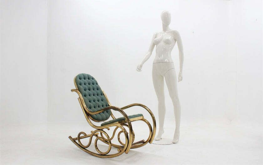 Mid Century Brass Rocking Chair 1930s photo vintage
