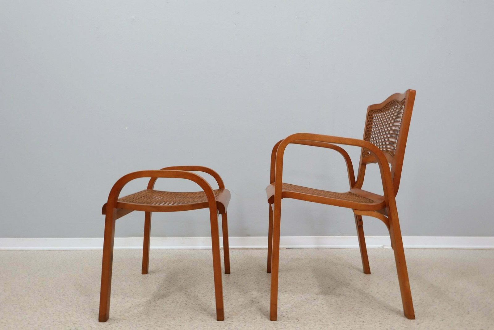 Mid Century Vienna Straw Set 1940s, Bench + Armchair photo Furniture