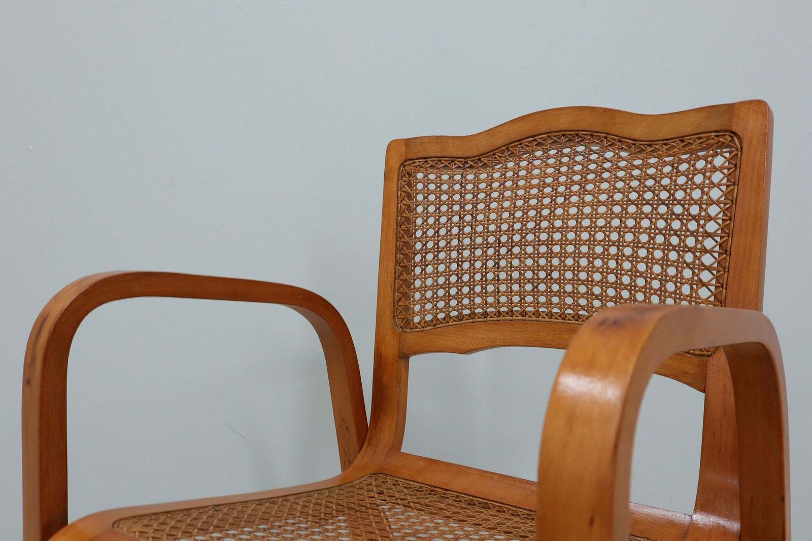 Mid Century Vienna Straw Set 1940s, Bench + Armchair photo vinterior