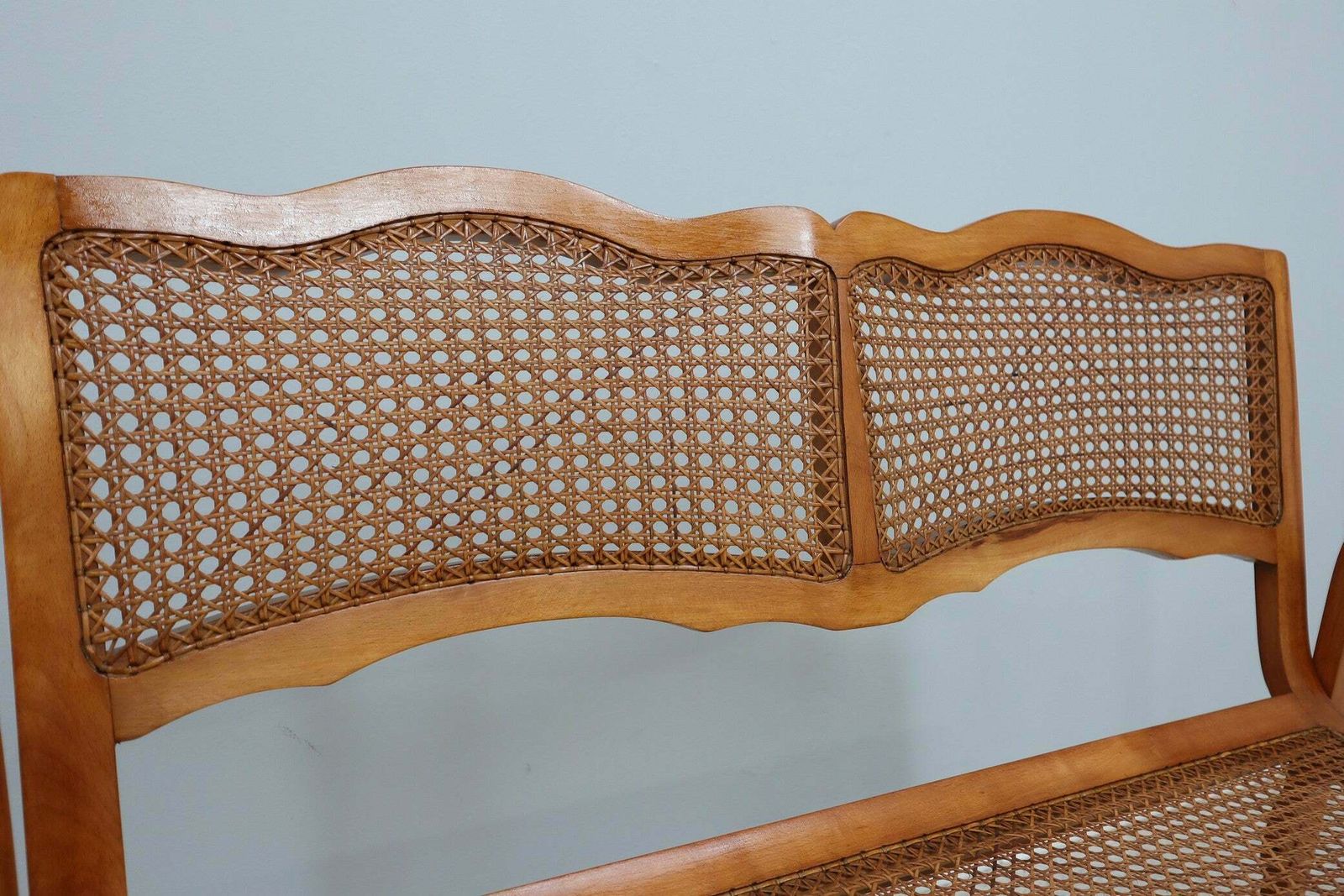 1520.24 Mid Century Vienna Straw Set 1940s, Bench + Armchair photo