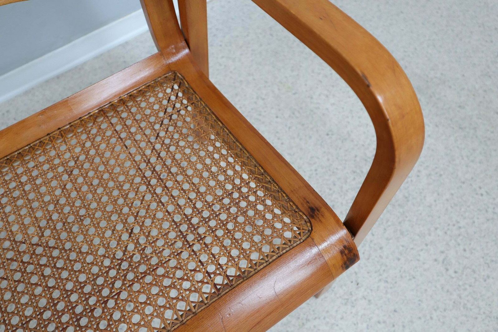 photo vinterior Mid Century Vienna Straw Set 1940s, Bench + Armchair