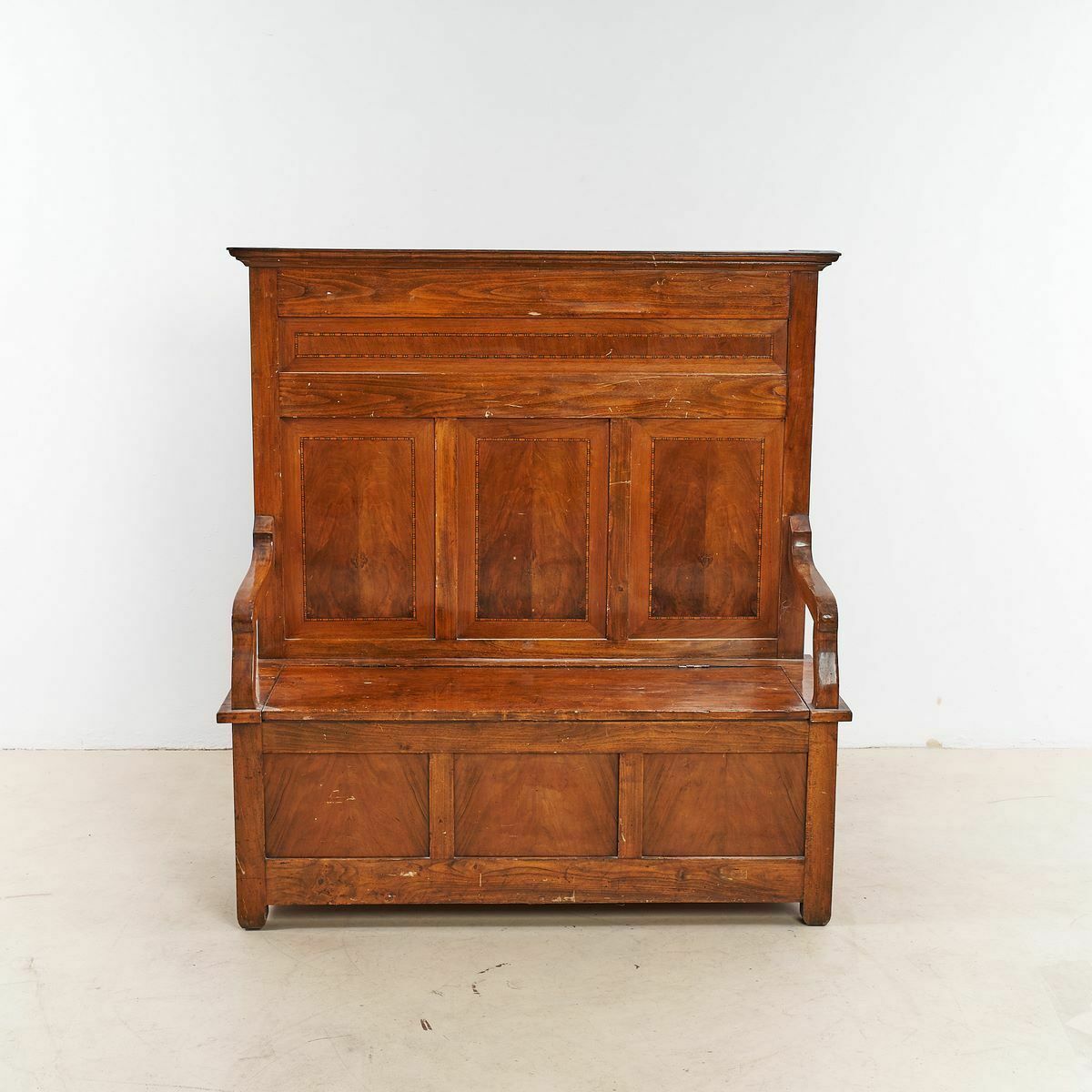 Early 1900s Bench In Walnut, Antique