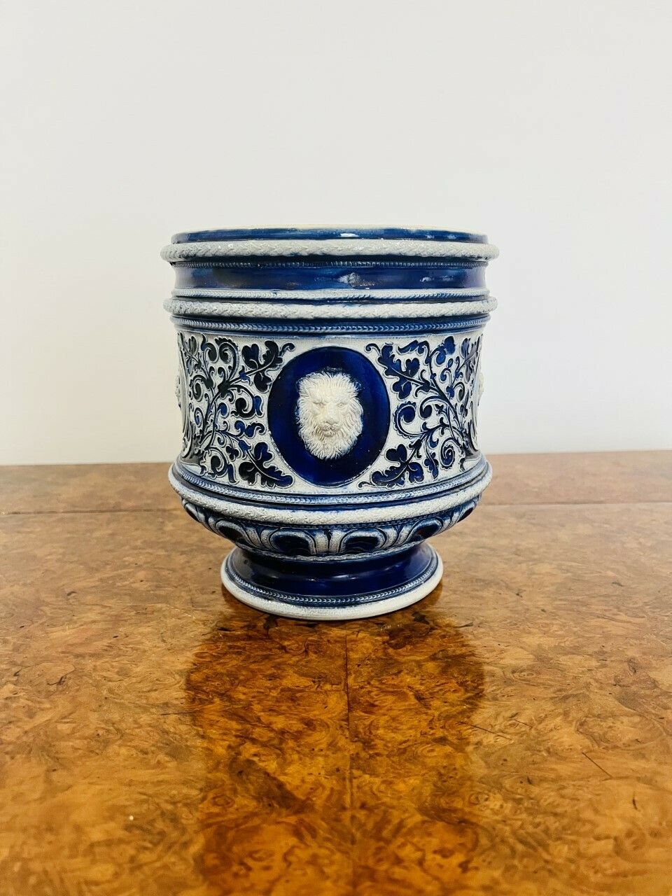 Stunning Quality Victorian Salt Glazed German Jardiniere photo vinterior