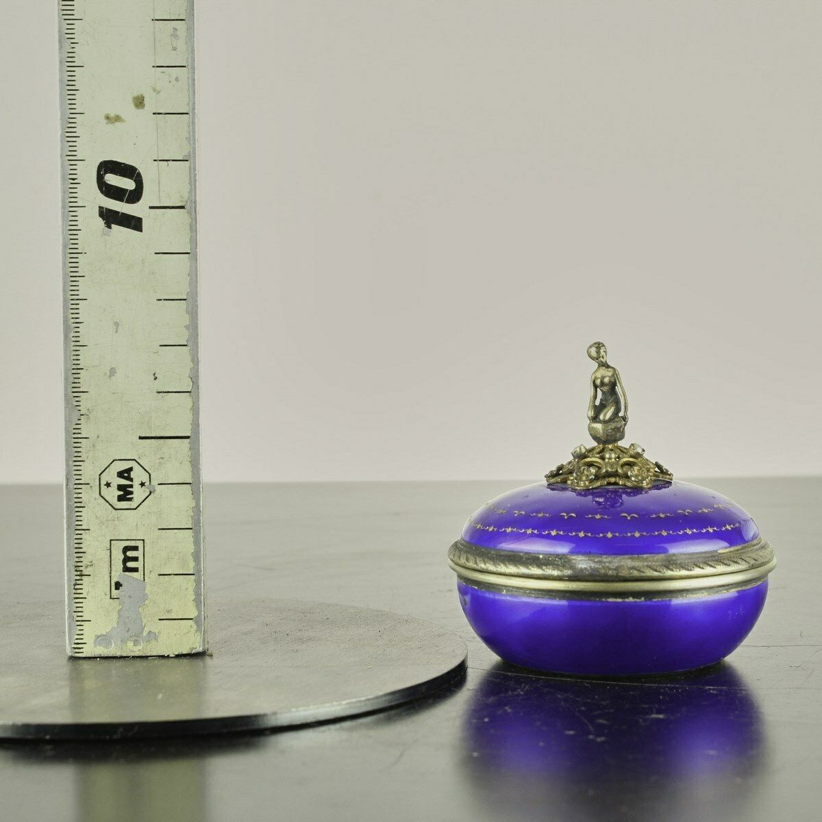 Enamelled Metal Jewelery Box photo vintage
