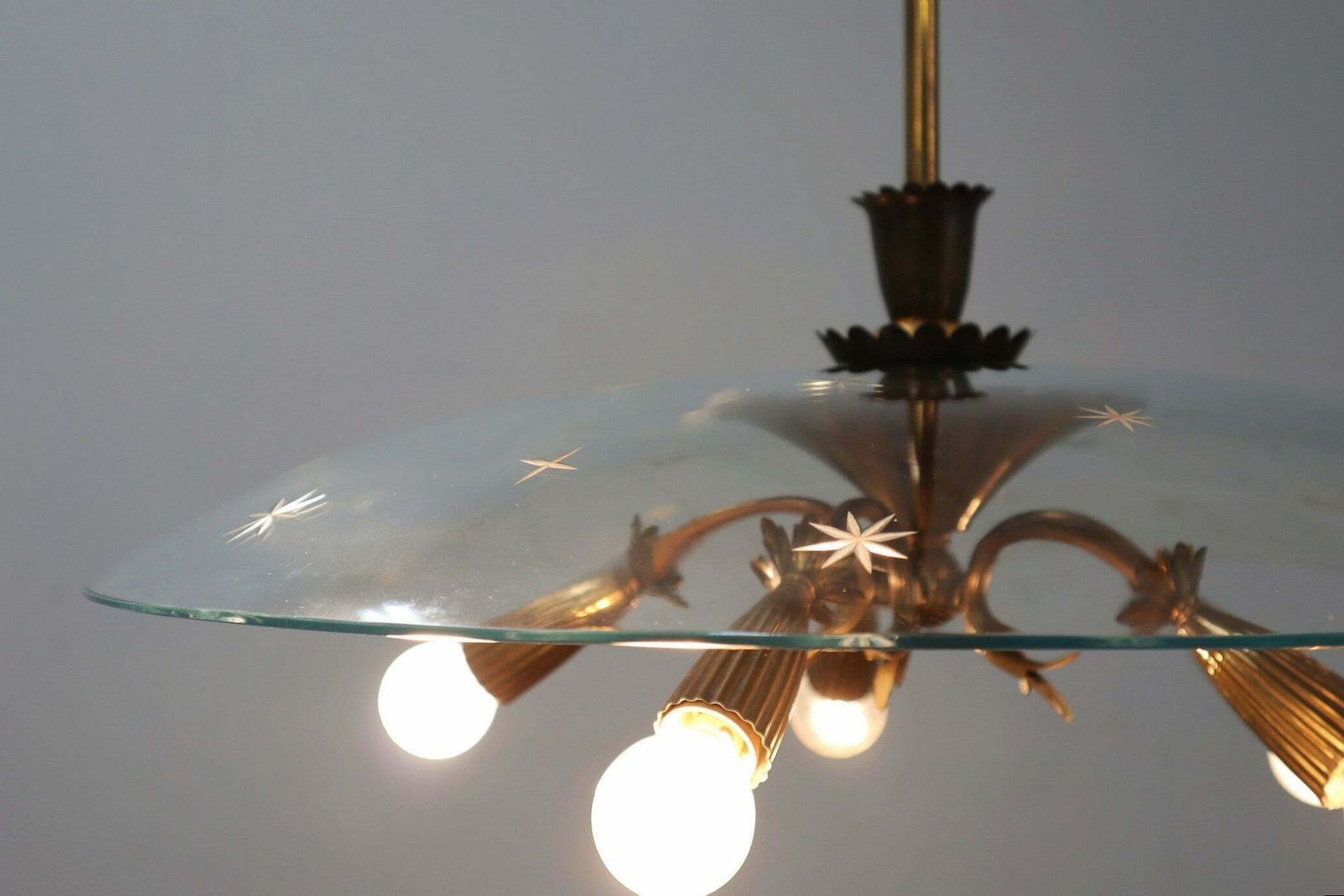 Mid Century Brass And Glass Chandelier Pietro Chiesa 1940s