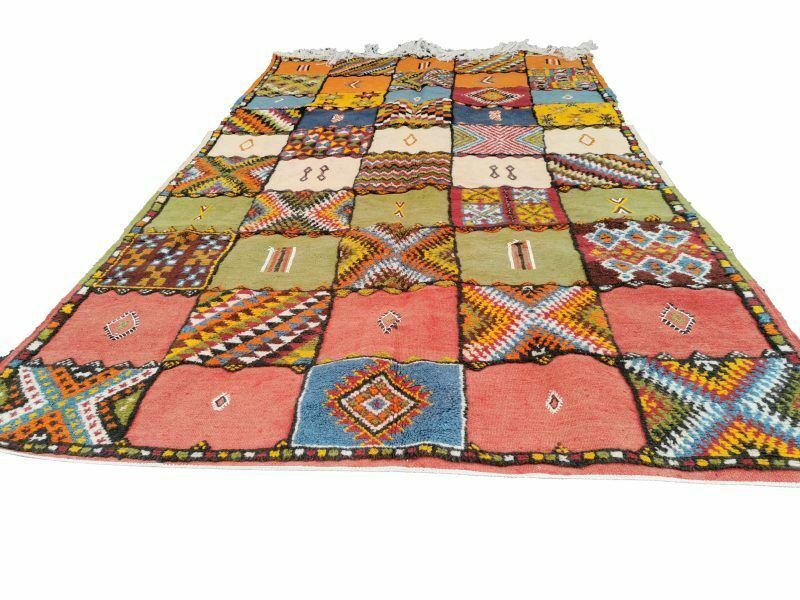 No Custom Fee/ Handmade Large Colourful Moroccan Berber Rug. Camel Wool Carpet 8.2×4.9 Ft photo for sale