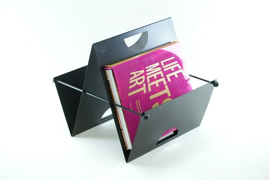 Postmodern 1980s Memphis Era Black Metal Magazine Rack