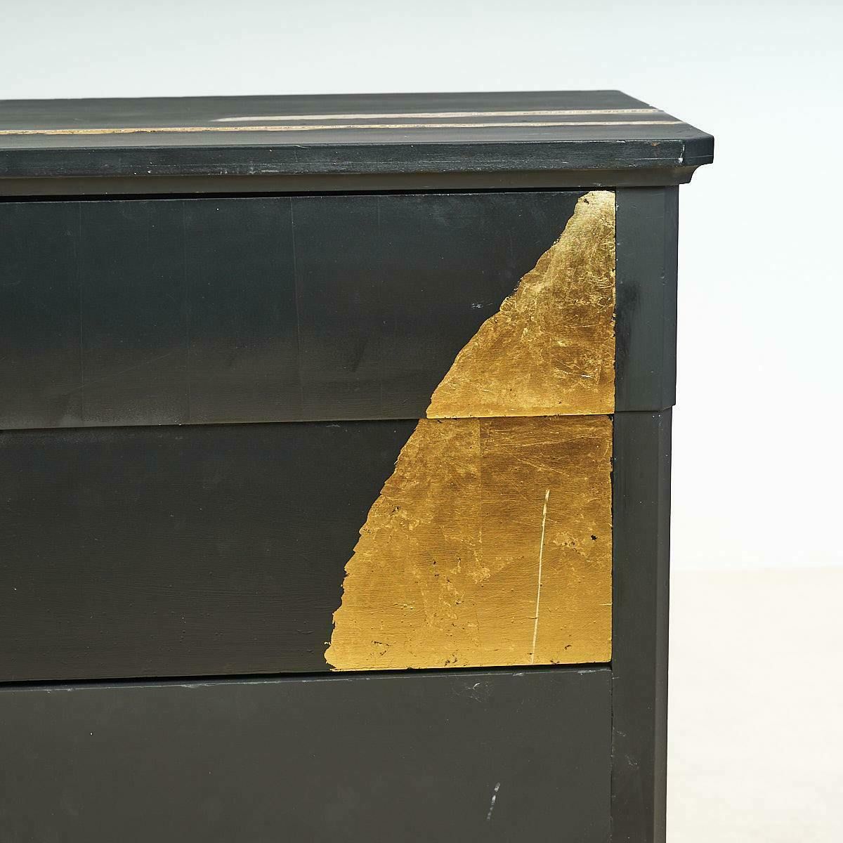 Dresser From 1800, Black Reworked With Gold Leaf Details photo Furniture