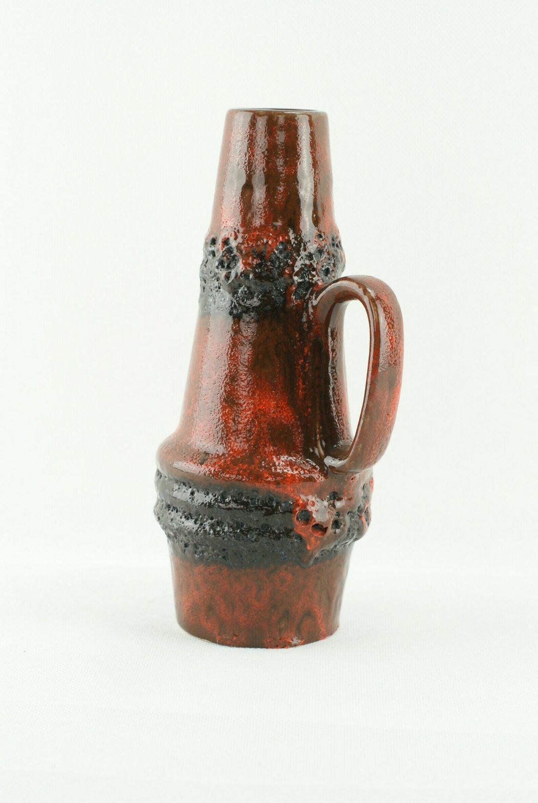 West German Pottery   Scheurich Keramik   Fat Lava   Orange Black Drip Fat Lava Glaze   Scheurich 400 22 photo buy